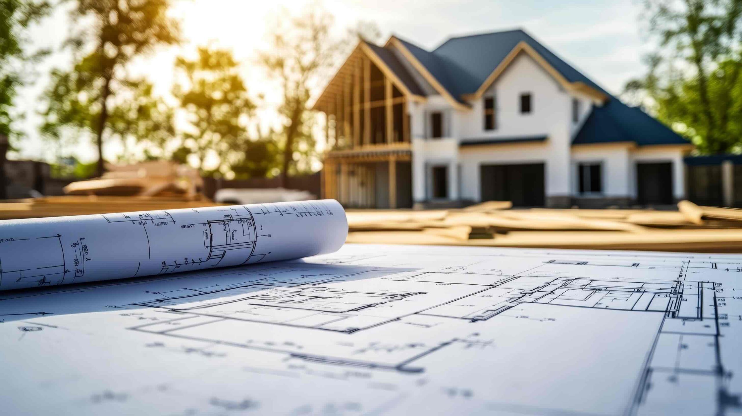 House Construction Plans and New Home Under Construction
